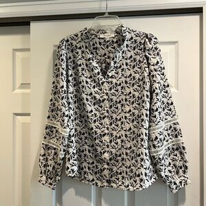 Haver & Blair Black and White Leaf Print Blouse